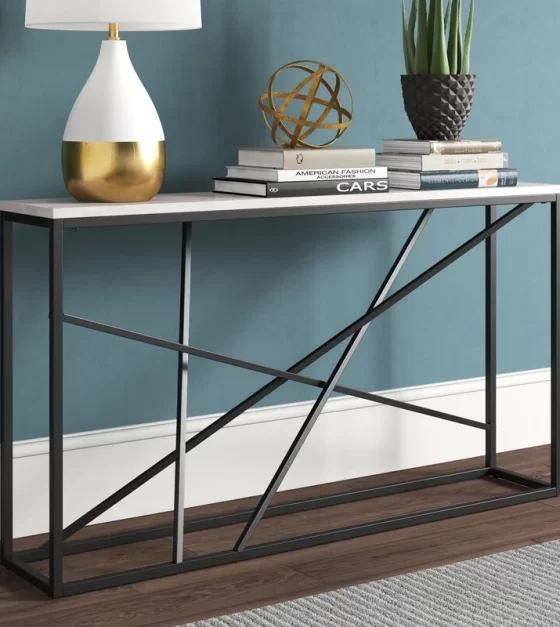 White Marble & Metallic Base Console Table